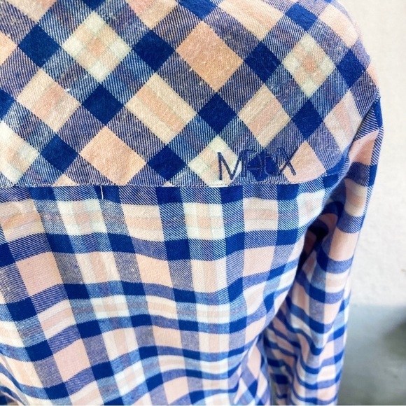 Matix blue tan plaid flannel button up women's shirt S - Picture 5 of 11